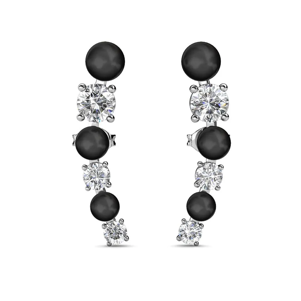 Juniper 18k White Gold Wrap Earrings with White Beads and Crystals