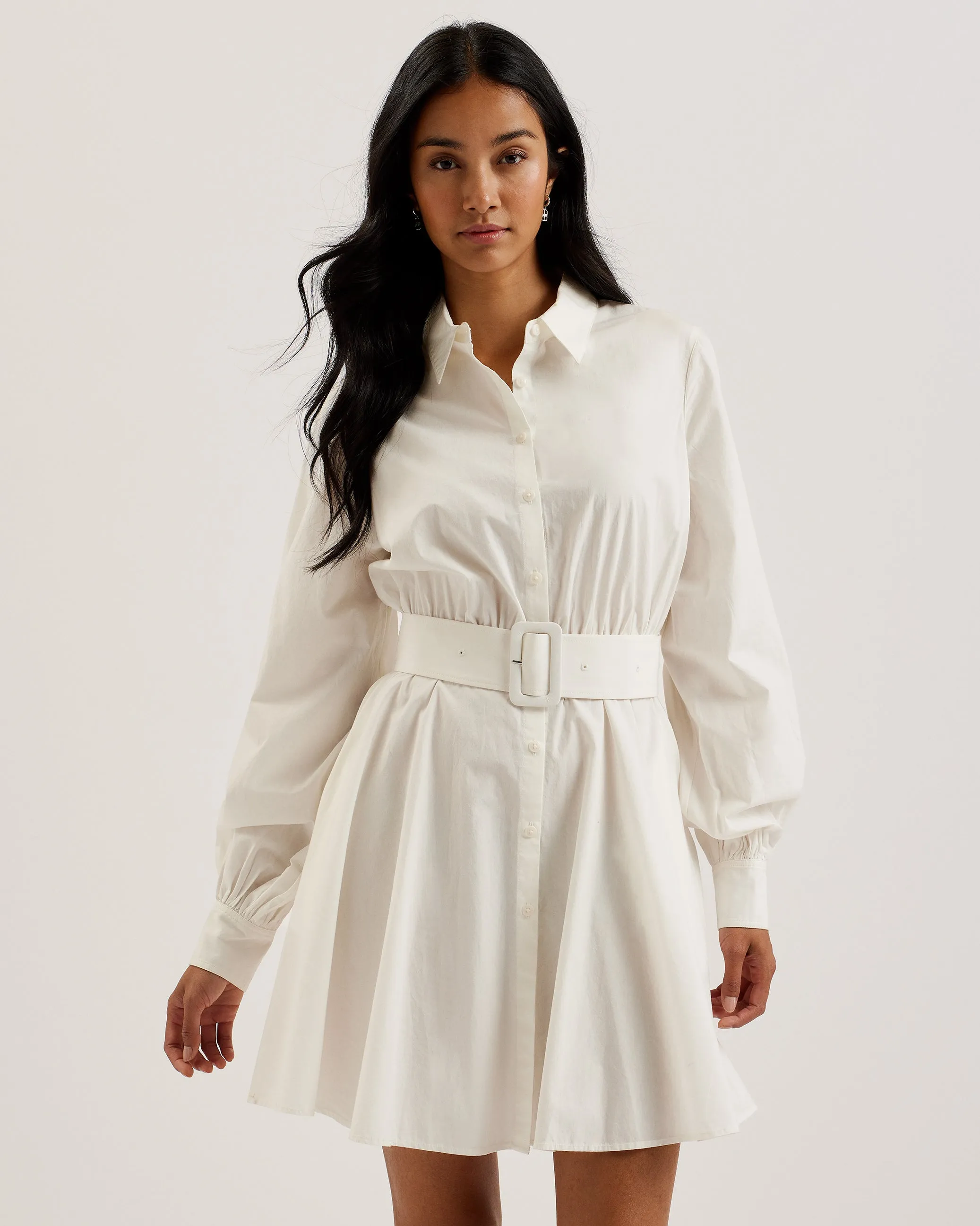 Jurua Long Sleeve Shirt Mini Dress White