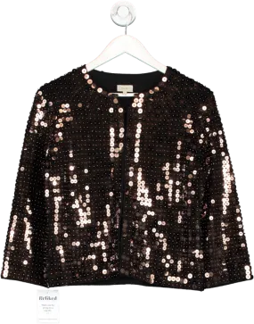 Karen Millen Brown Sequin Cropped Jacket UK 8