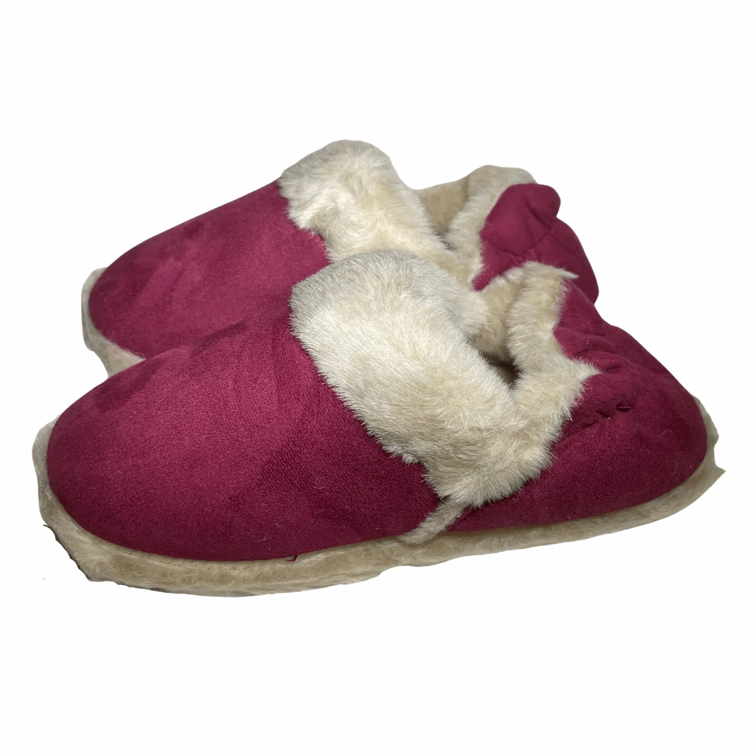 Ladies Micro Suede Slipper Warm Fluffy Lining Collar Elasticated Heel