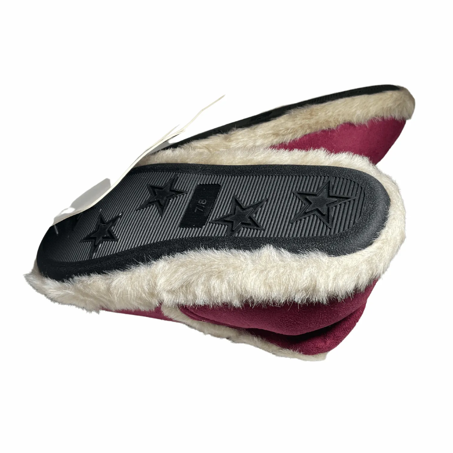 Ladies Micro Suede Slipper Warm Fluffy Lining Collar Elasticated Heel