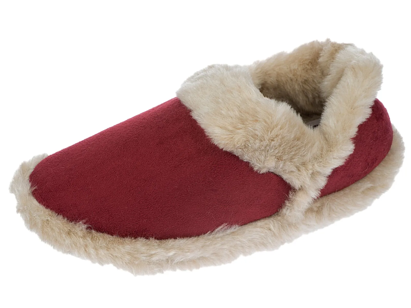 Ladies Micro Suede Slipper Warm Fluffy Lining Collar Elasticated Heel