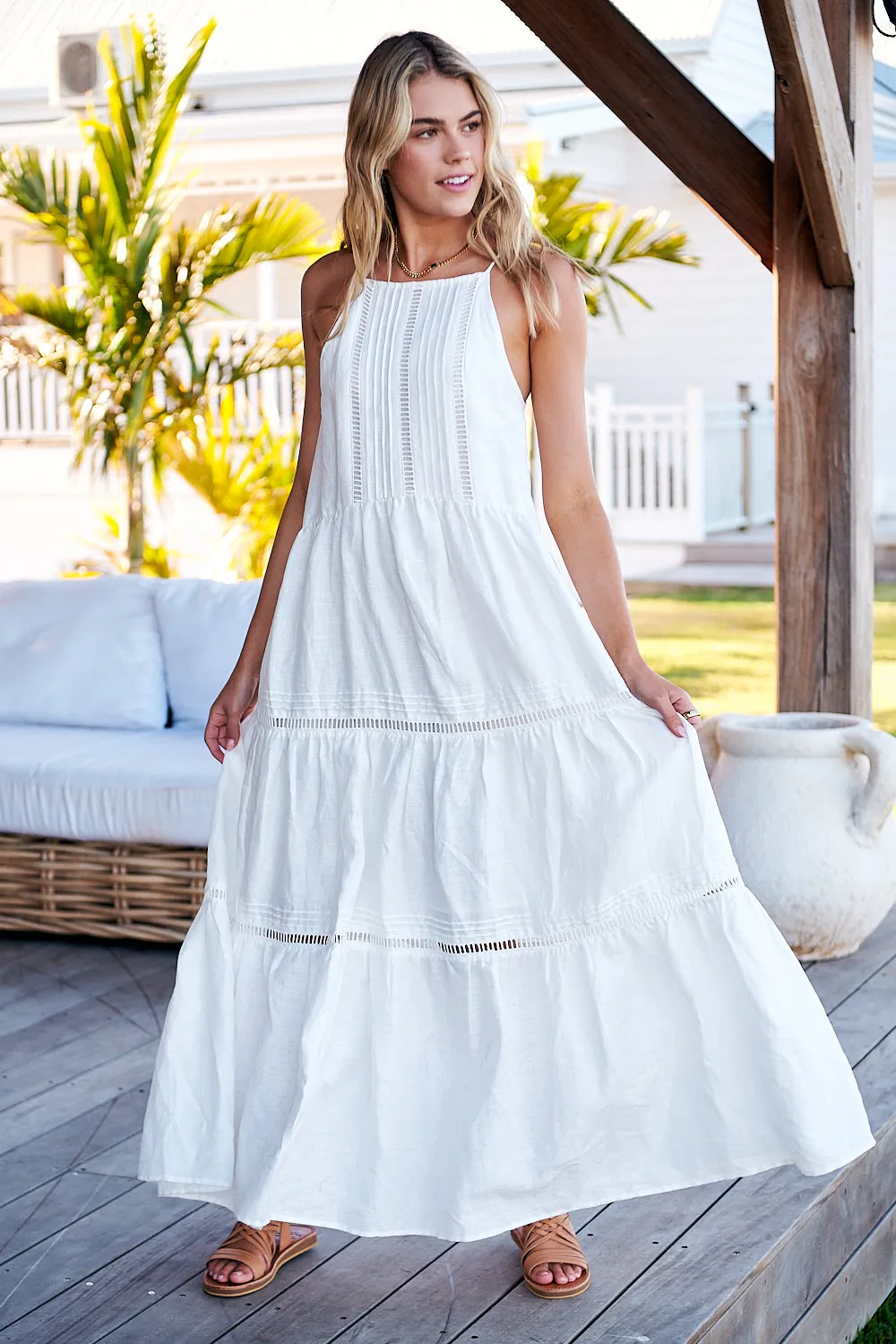 Lala Linen Maxi Dress - White