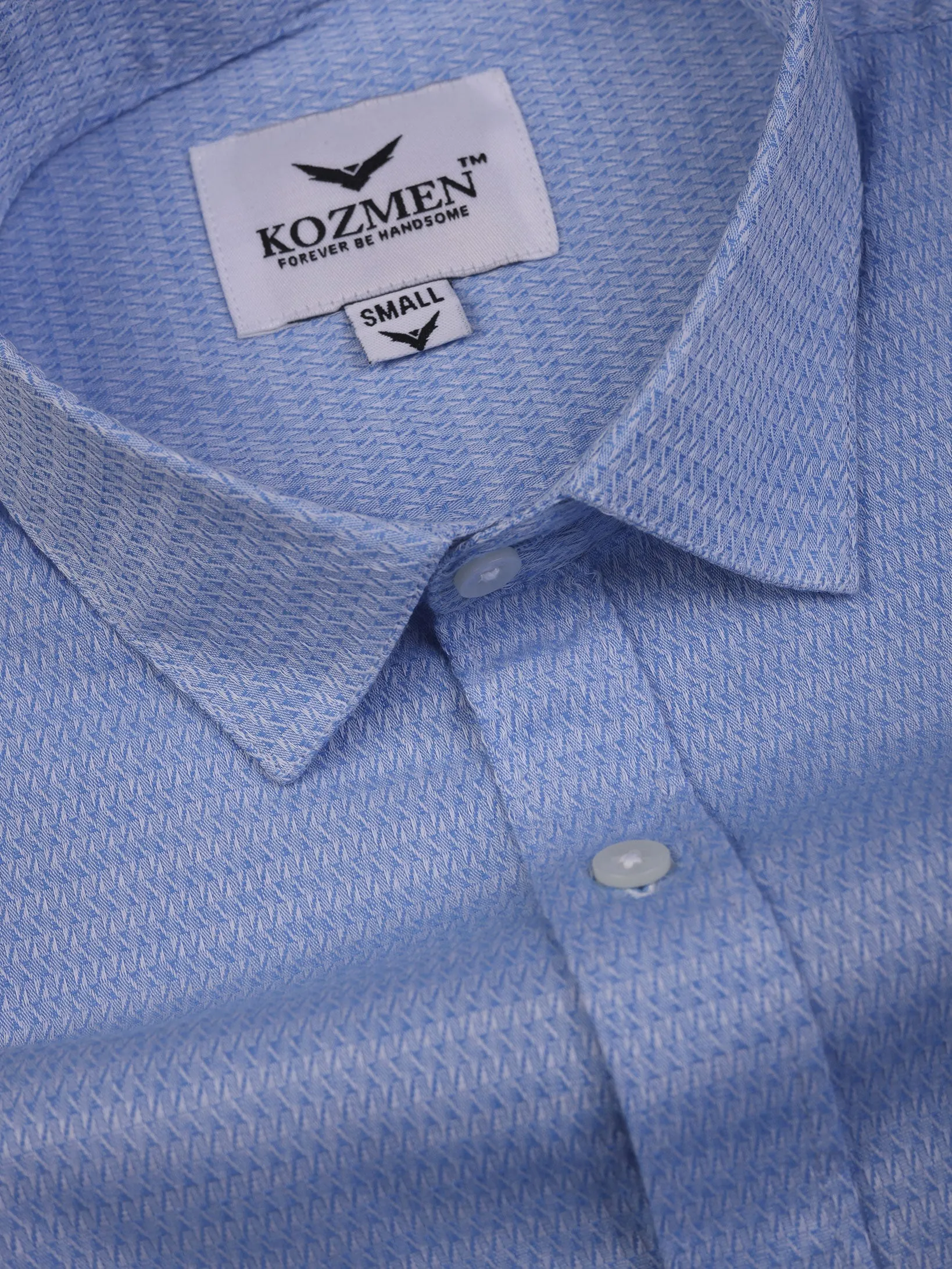 Light Blue & White Zigzag Cotton Shirt