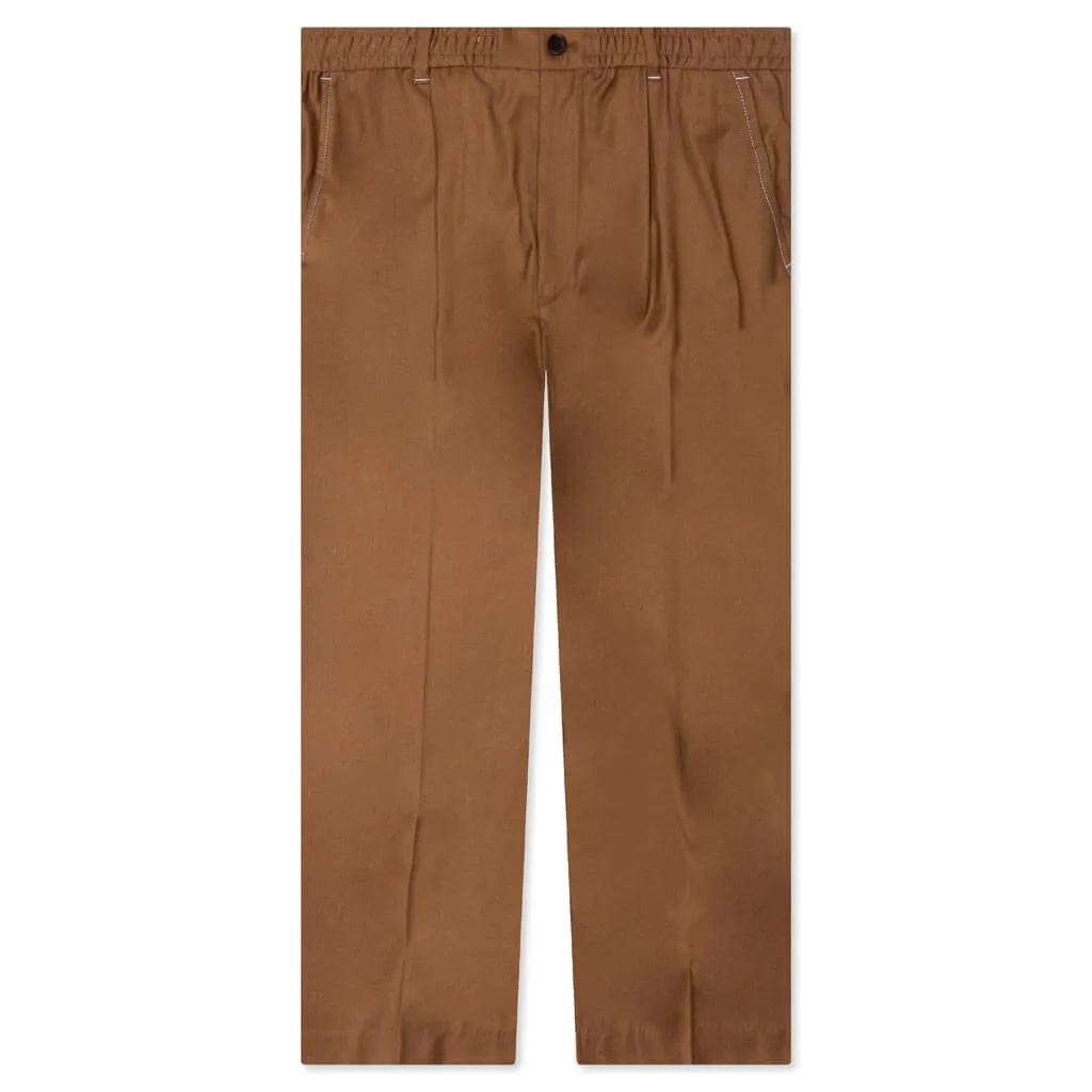 Lightweight Wool Elasticated Woven Pant - Brown