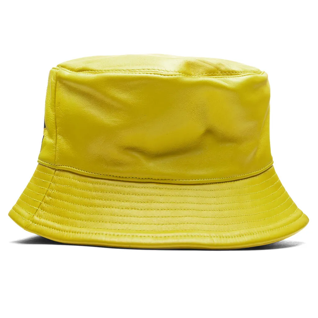 Logo Leather Bucket Hat - Mustard