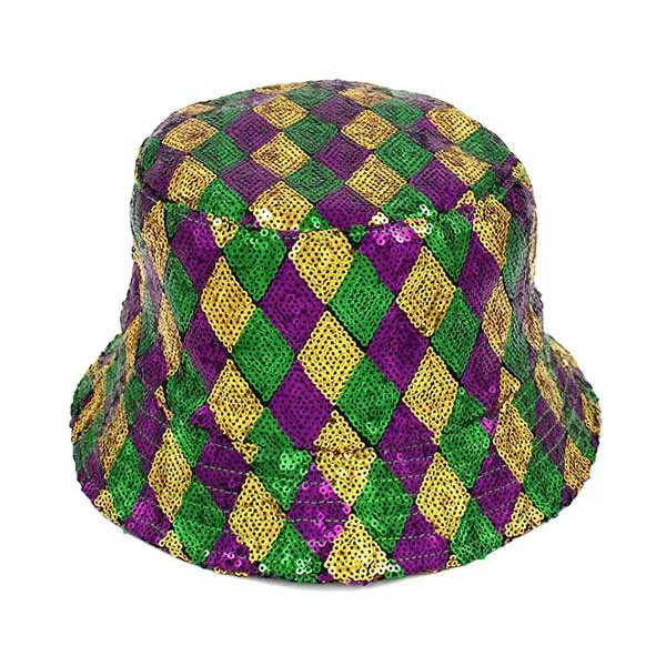 Mardi Gras Sequin Reversible Bucket Hat