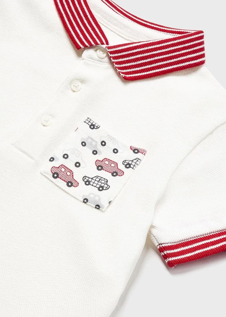 Mayoral Baby s/s Polo Cars_Cream 1105-56