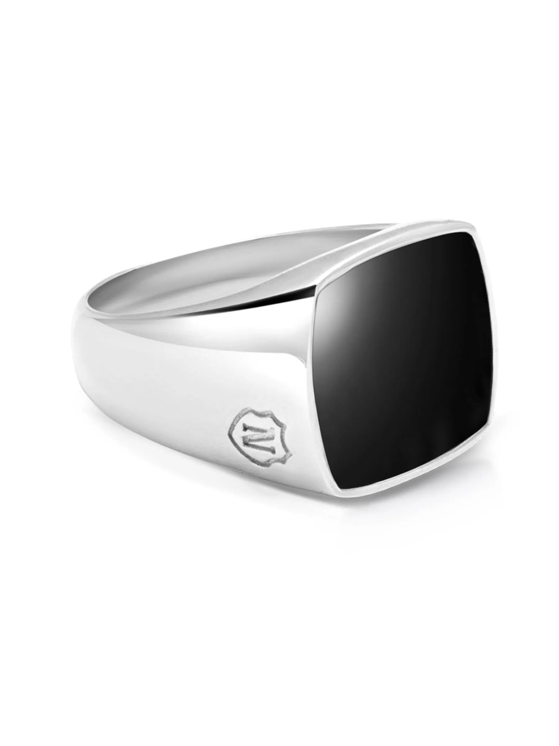 Men's Silver Signet Ring with Onyx