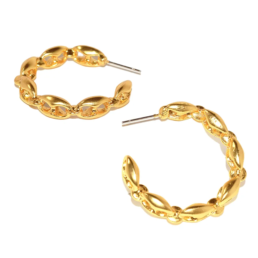 Nautical link hoop earrings