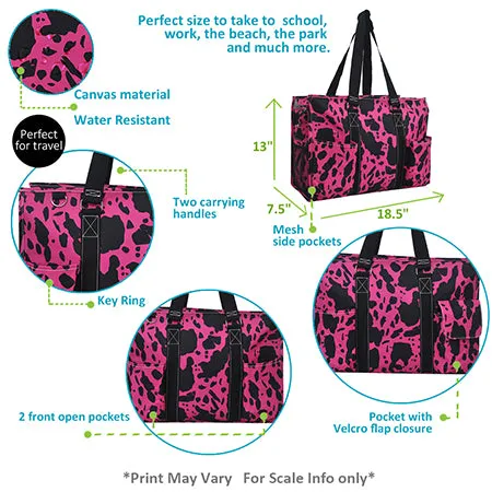 Neon Cow Hot Pink NGIL Zippered Caddy Large Organizer Tote Bag