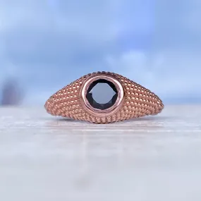 Nubia Round Black Spinel Rose Gold Ring Size 7US