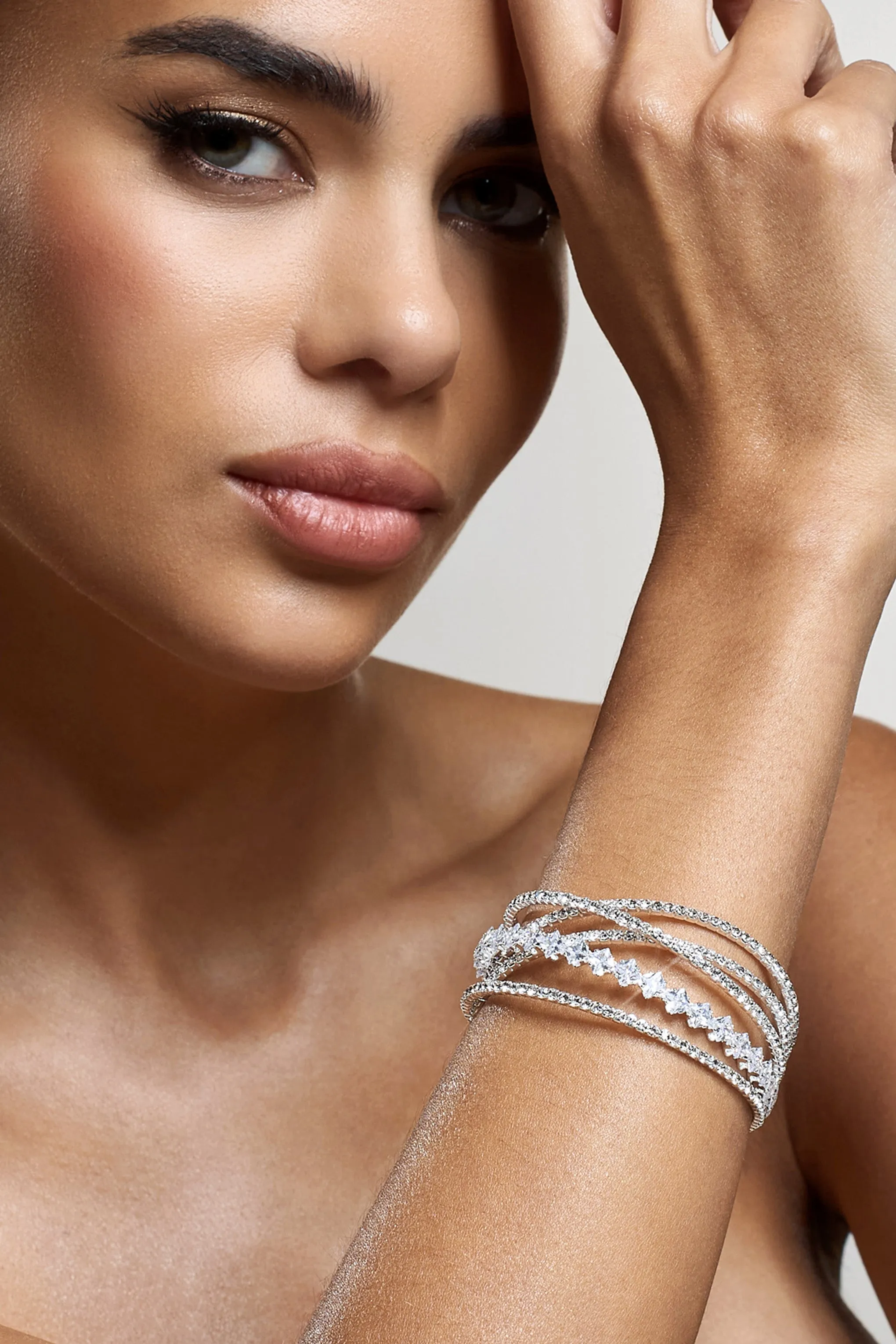 Nyra | Silver Diamante Layered Bracelet