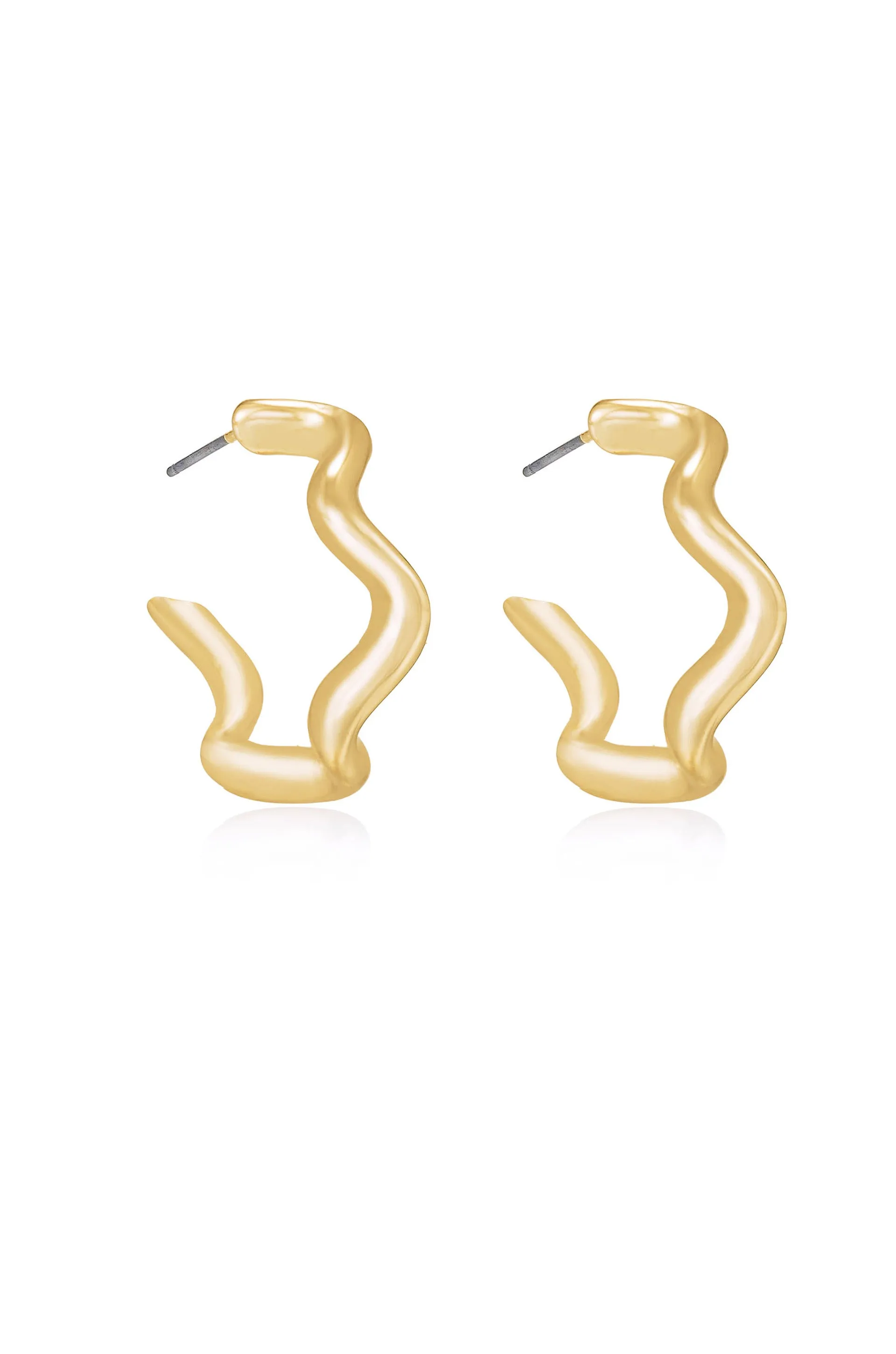 Only An Illusion Wavy 18k Gold Plated Hoop Earrings