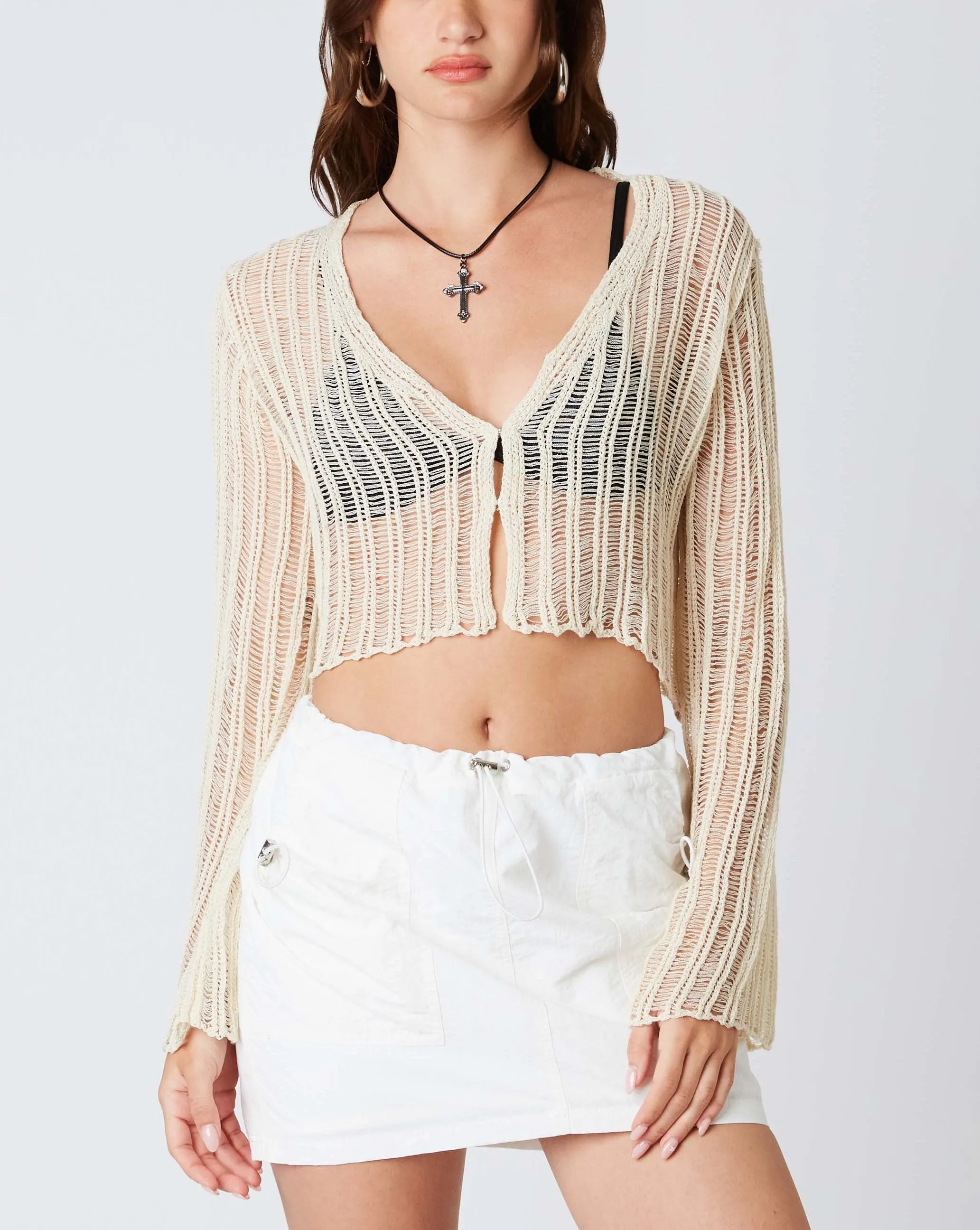 Open Stich Crop Sweater