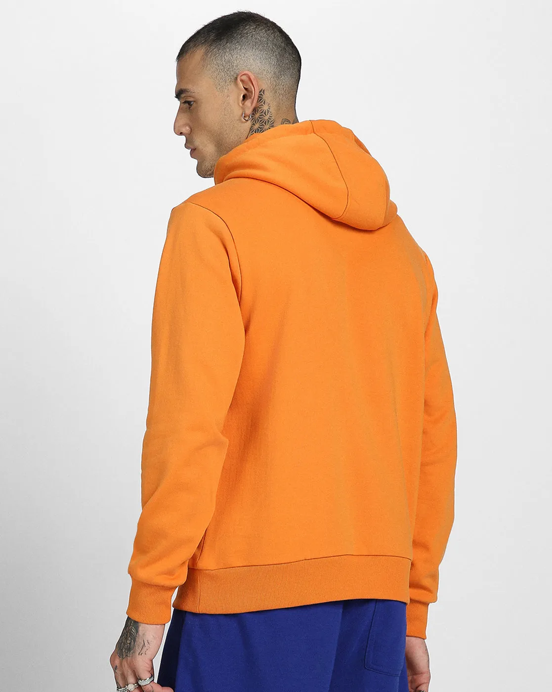 Orange Solid Regular Hoodie