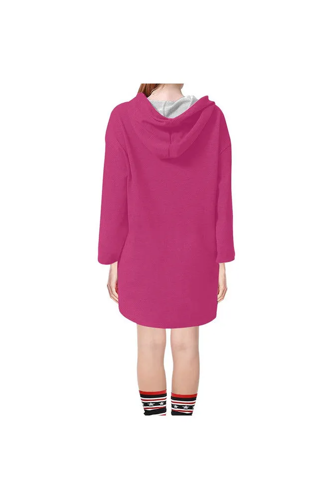 Peacock Pink Step Hem Tunic Hoodie for Women (Model H25)