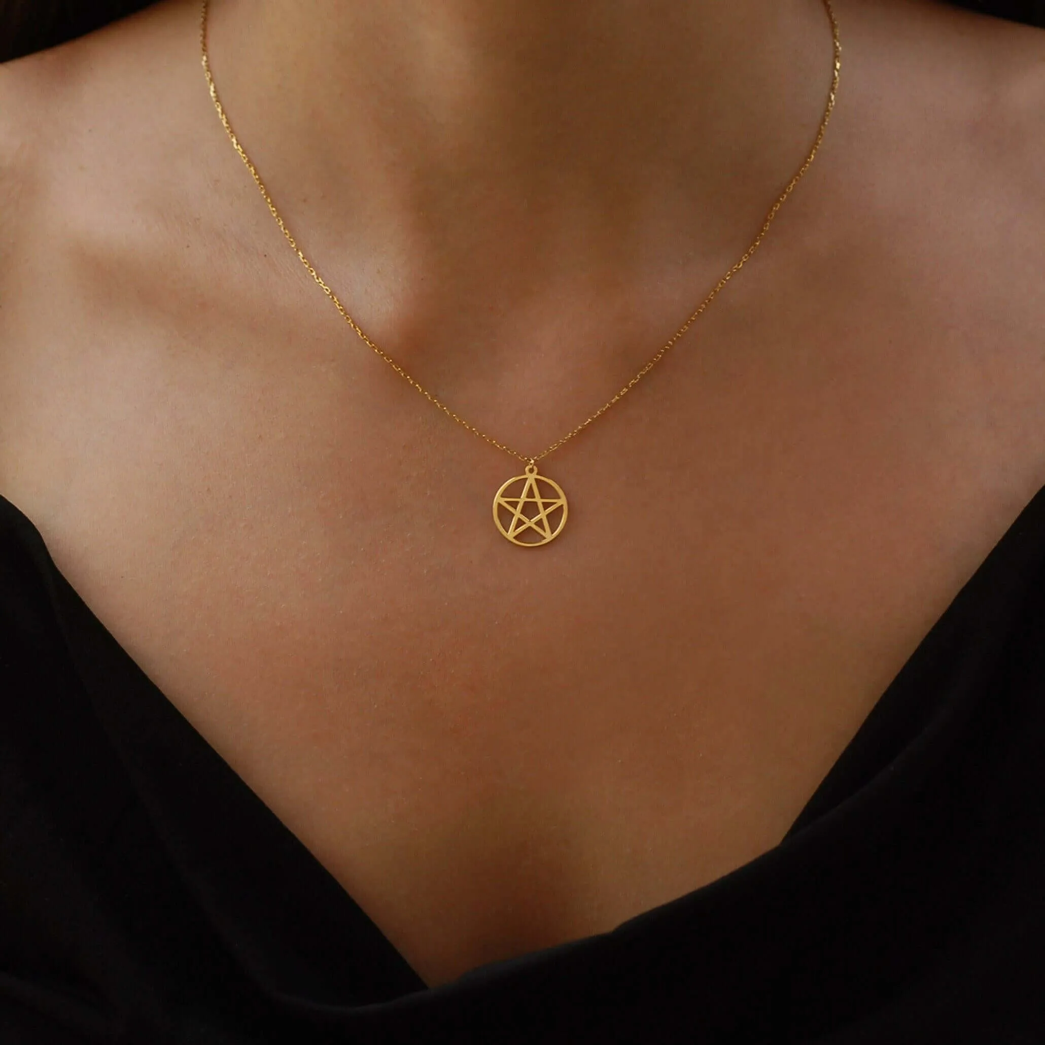 Pentagram Necklace | 14K Solid Gold