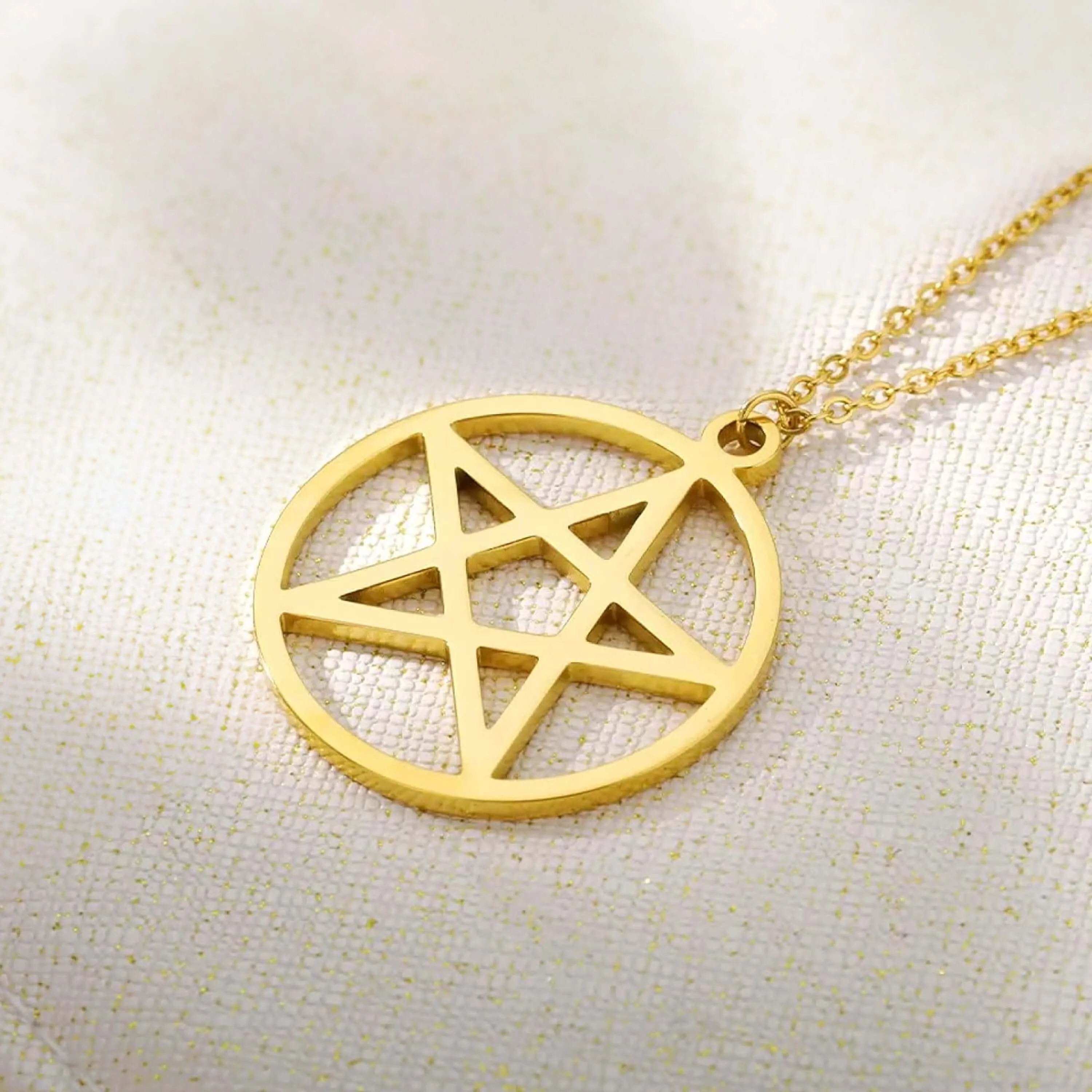 Pentagram Necklace | 14K Solid Gold