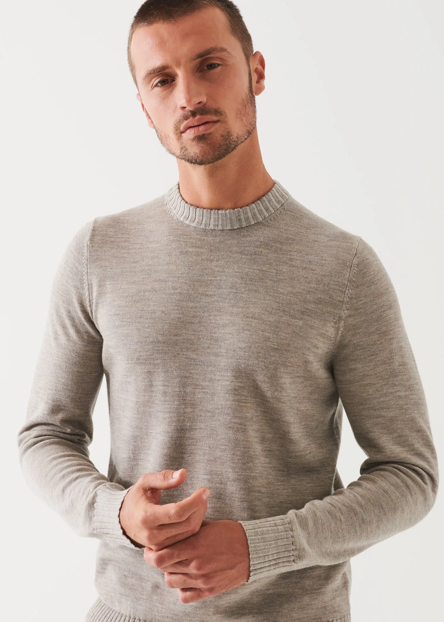 PLAITED MERINO WOOL CREWNECK