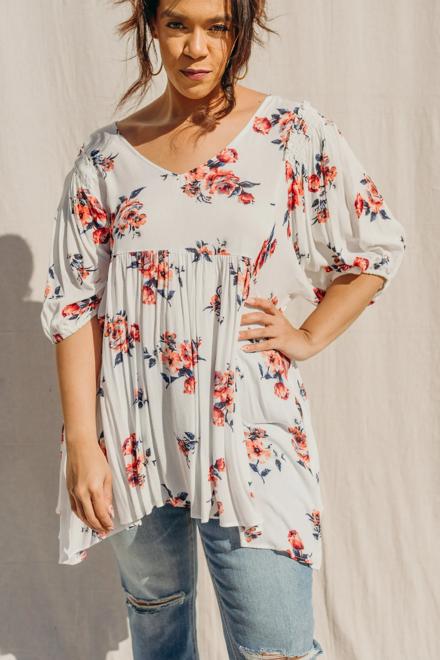 PLUS SIZE Cutting It Close Floral Top