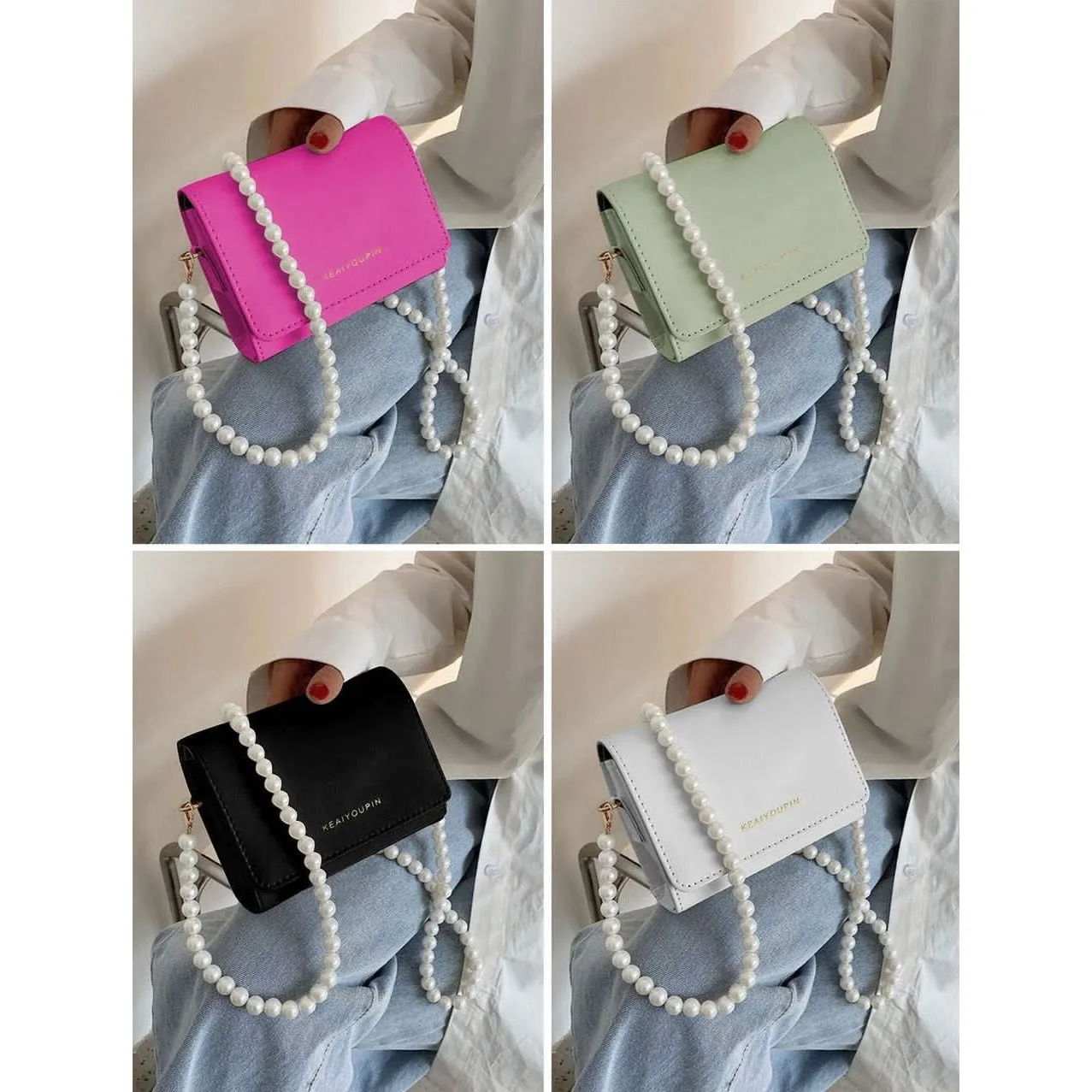 Portable Flip Beads Crossbody Handbag