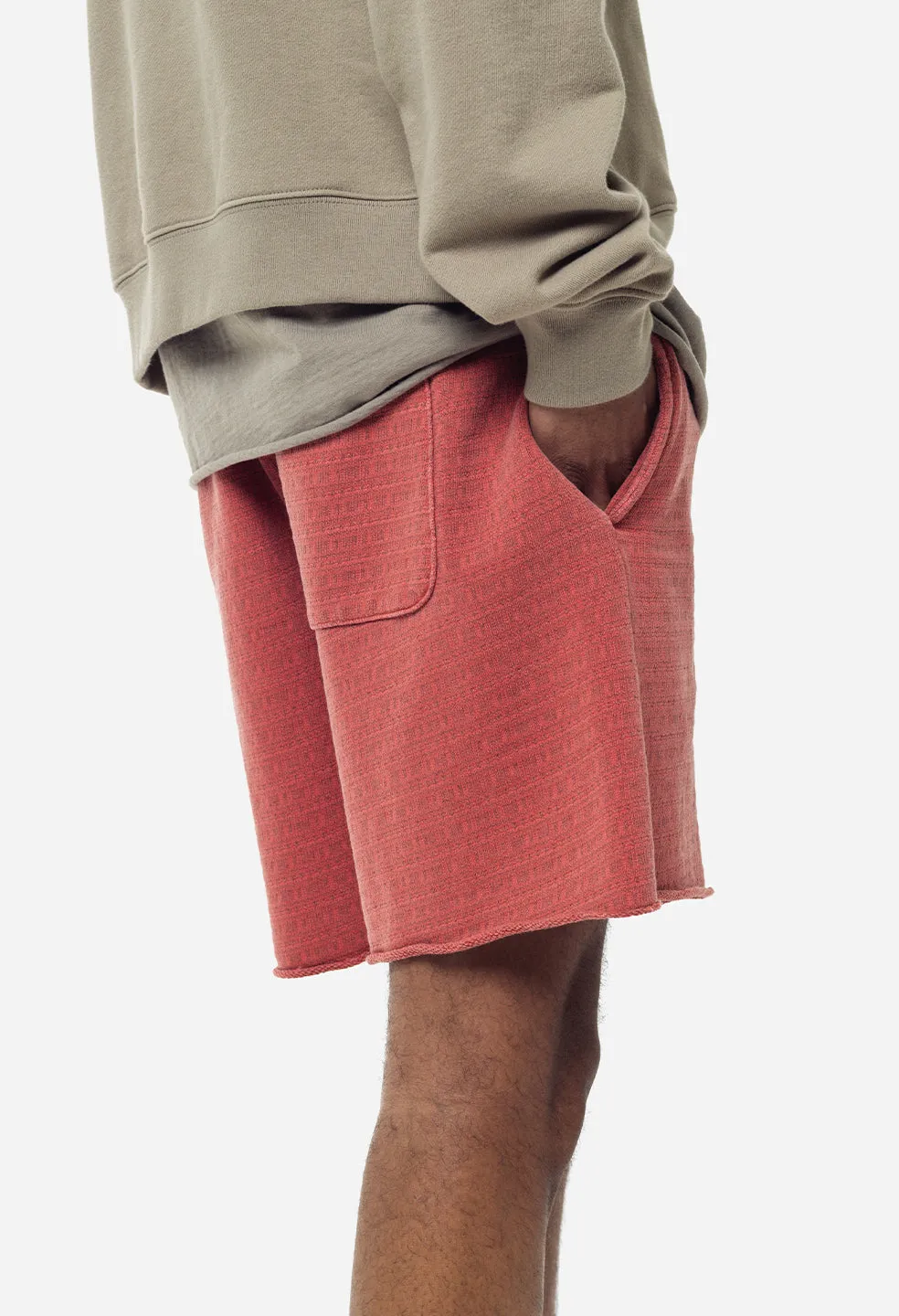 Raw Edge Jacquard Shorts / Terra Cotta