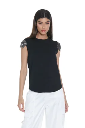 Relish Short sleeve t-shirt with metallic mesh Kisma RDP2301033016 black