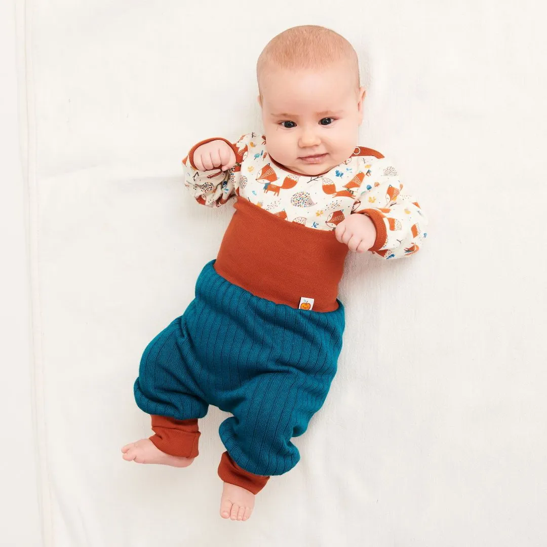 Reversible baby pants "Petrol"