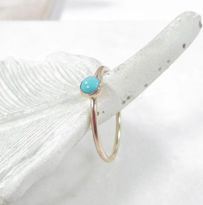 Rings Turquoise Gemstone 1mm Wide Choose Your Metal, Size and Texture