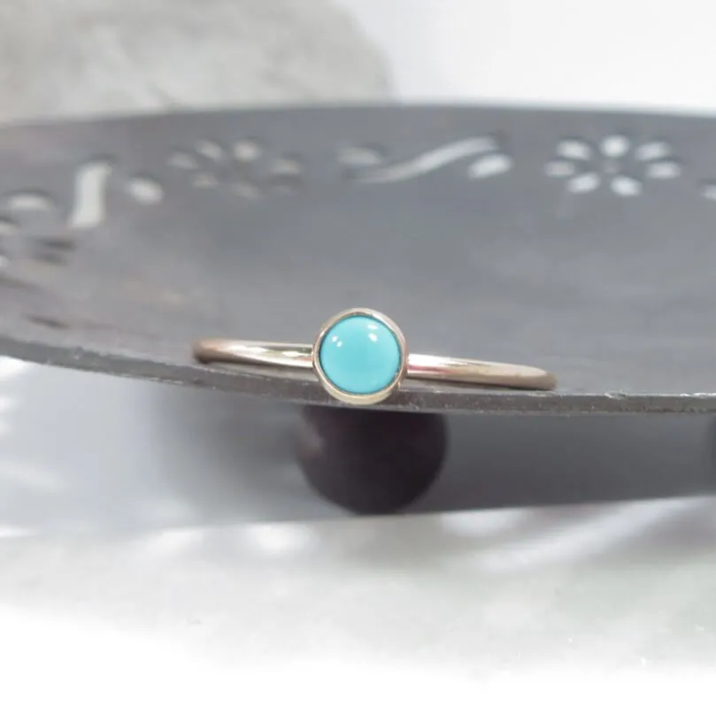 Rings Turquoise Gemstone 1mm Wide Choose Your Metal, Size and Texture