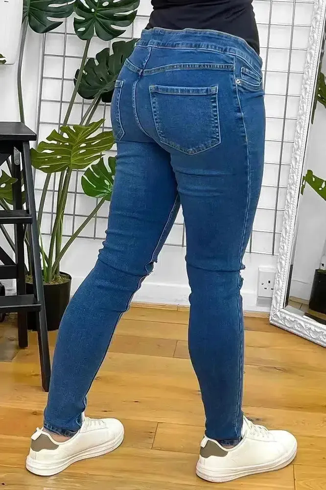 Ripped Knee Bump Cover Maternity Jeans