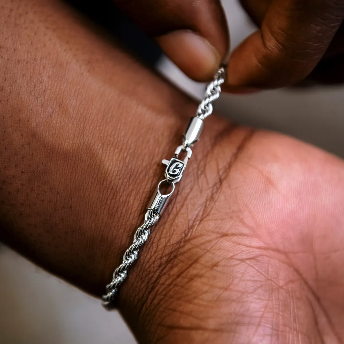 Rope Bracelet in White Gold- 4mm