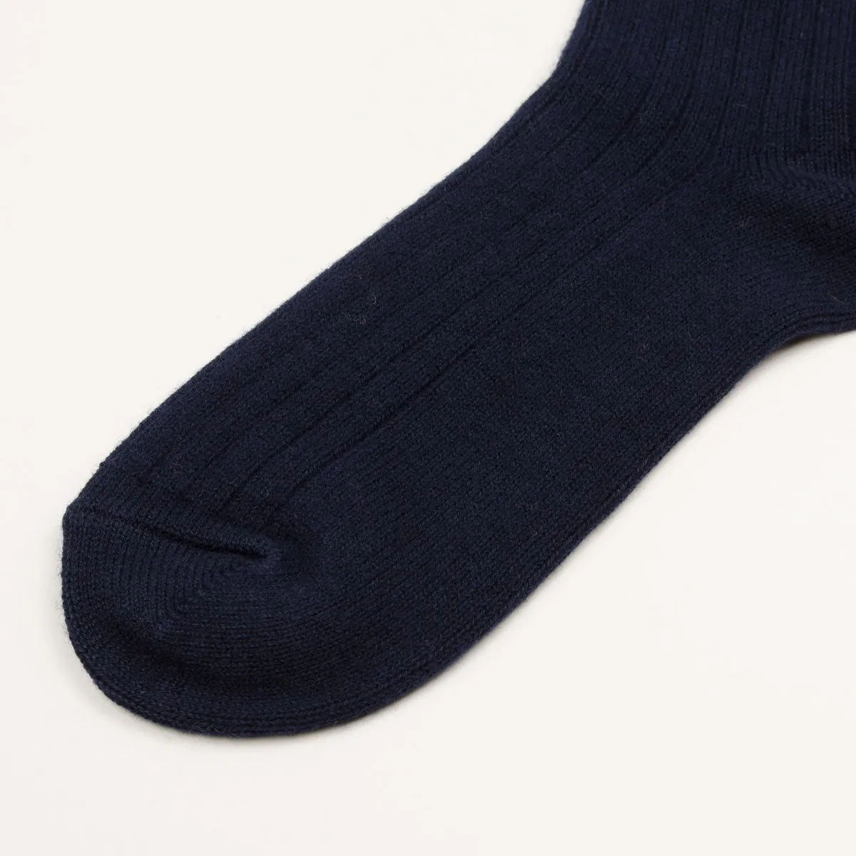 RoToTo - Cotton Wool Rib Socks - Navy