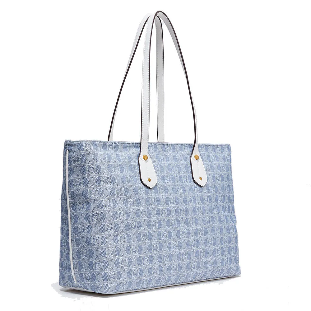 Shopping Bag LIU JO in Tessuto con Logo Jacquard color Denim Blue