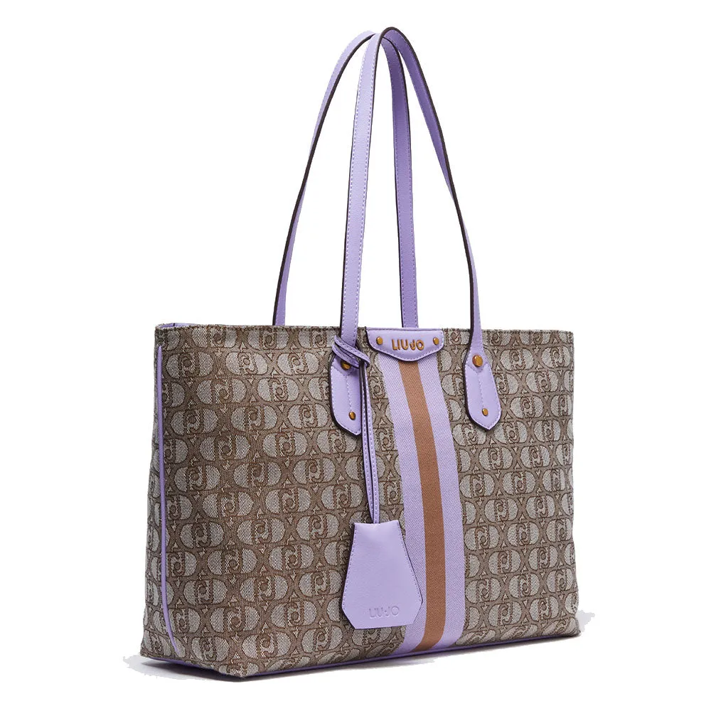 Shopping Bag LIU JO in Tessuto con Logo Jacquard color Teddy