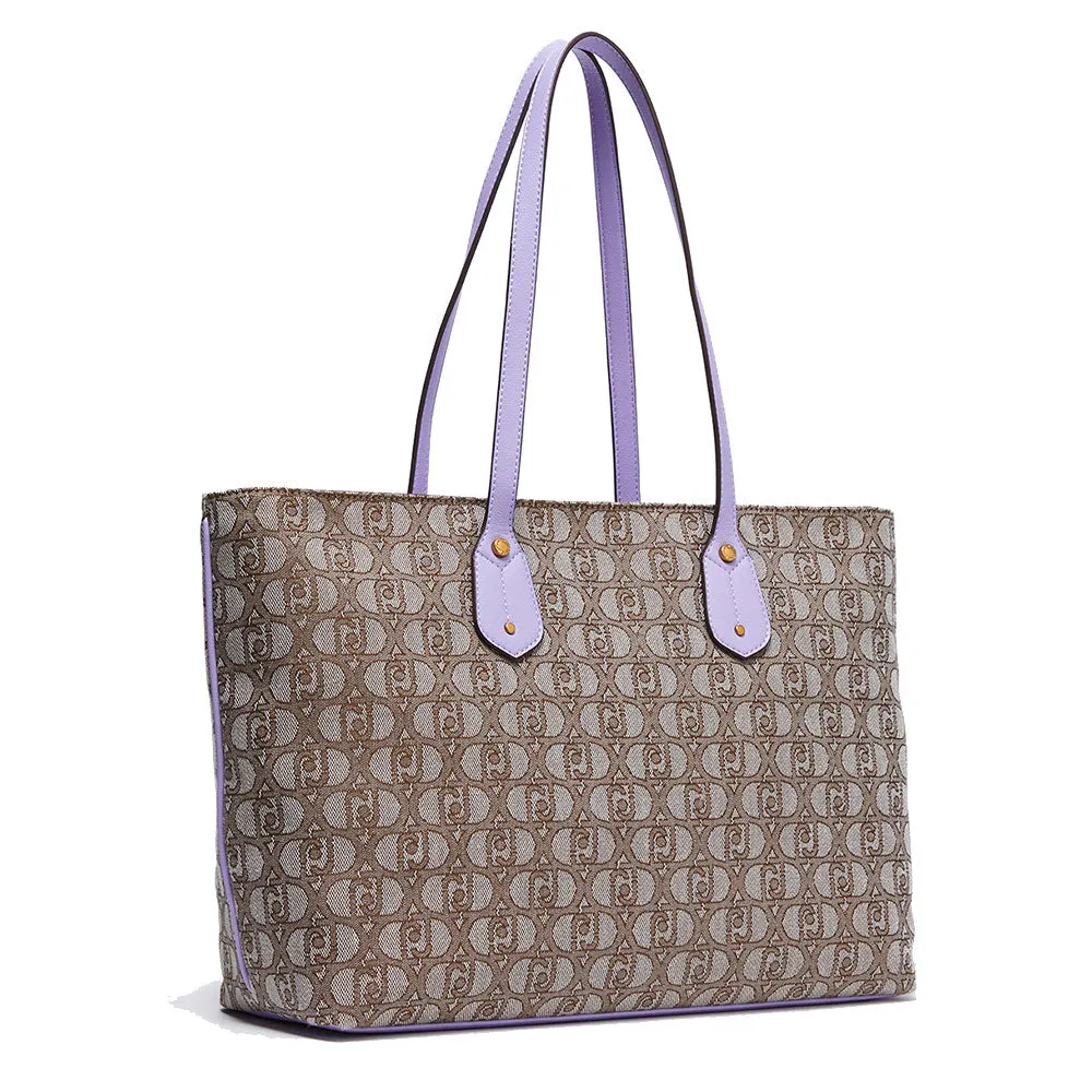 Shopping Bag LIU JO in Tessuto con Logo Jacquard color Teddy