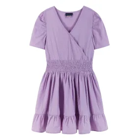 Short Sleeve Smocking Dress (Size 7-16 Years)| Purple