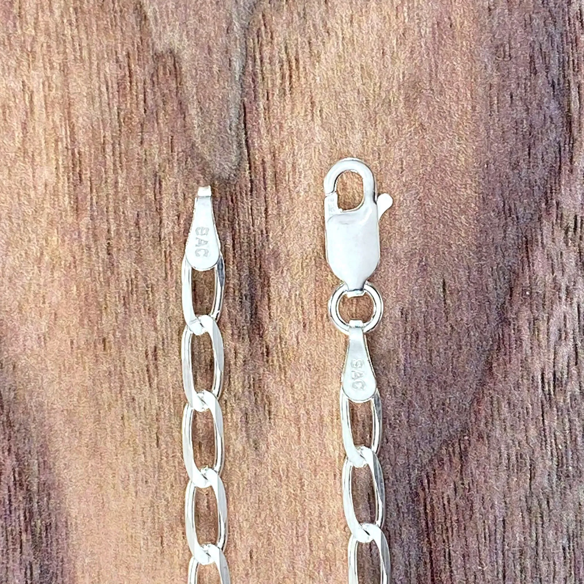 Solid Sterling Silver Long Curb Chain