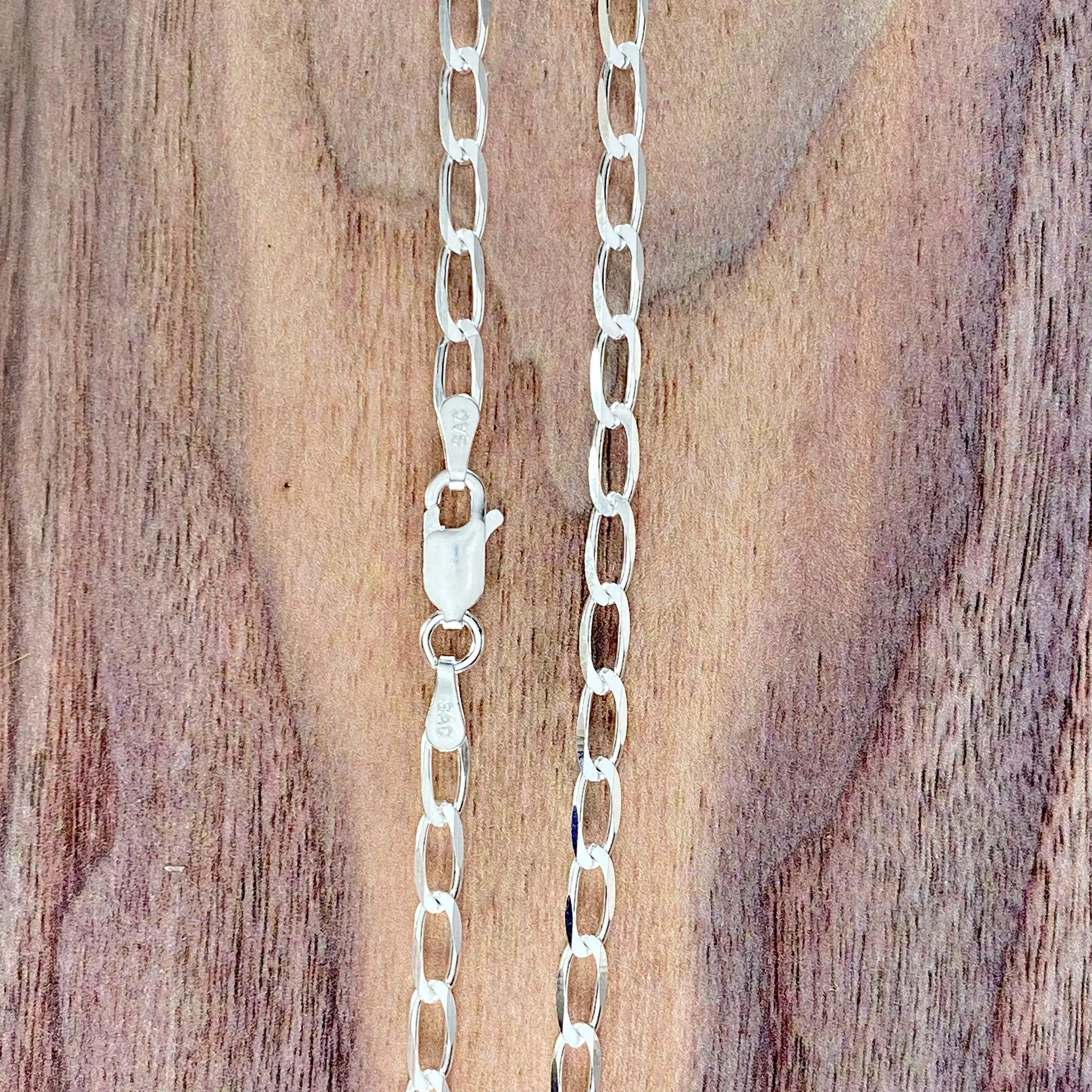 Solid Sterling Silver Long Curb Chain