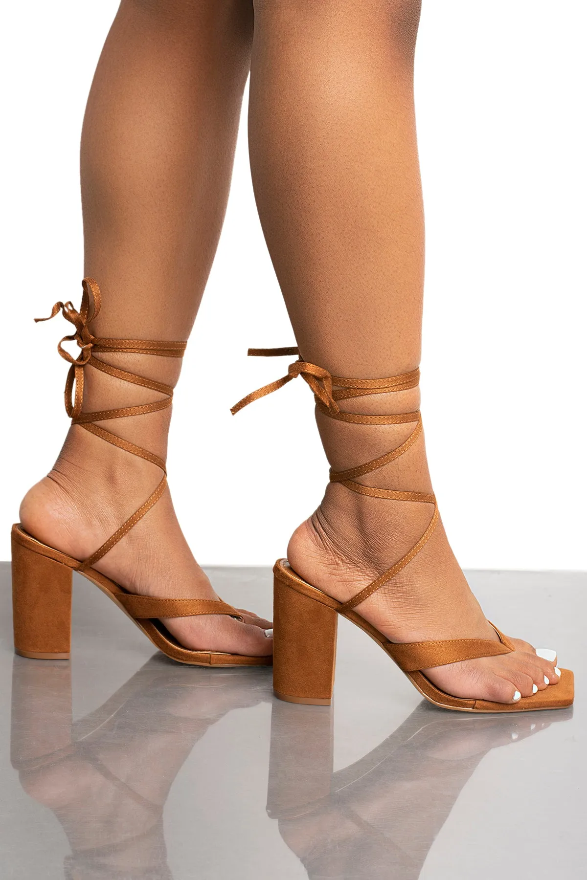 Spazzo Lace Up Chunky Heel-Tan