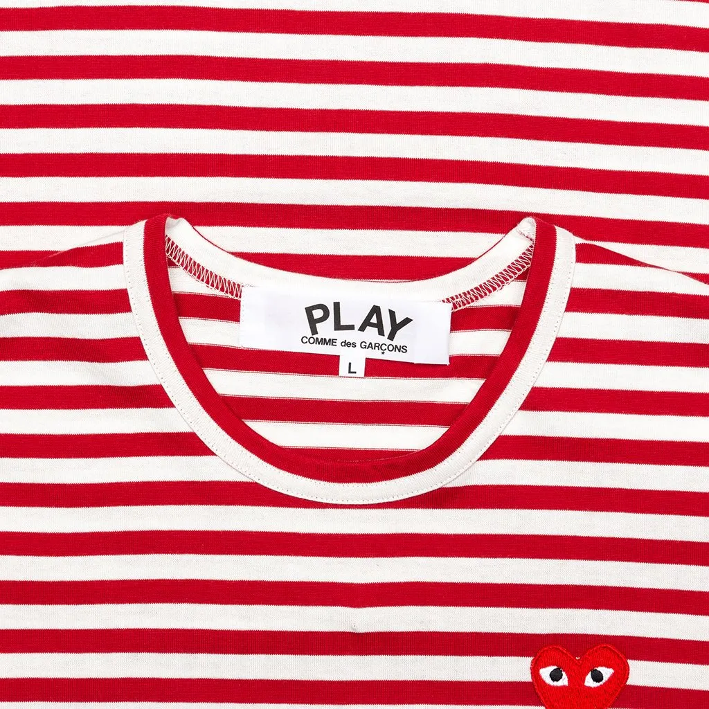 Striped Big Heart L/S T-Shirt - Red/White