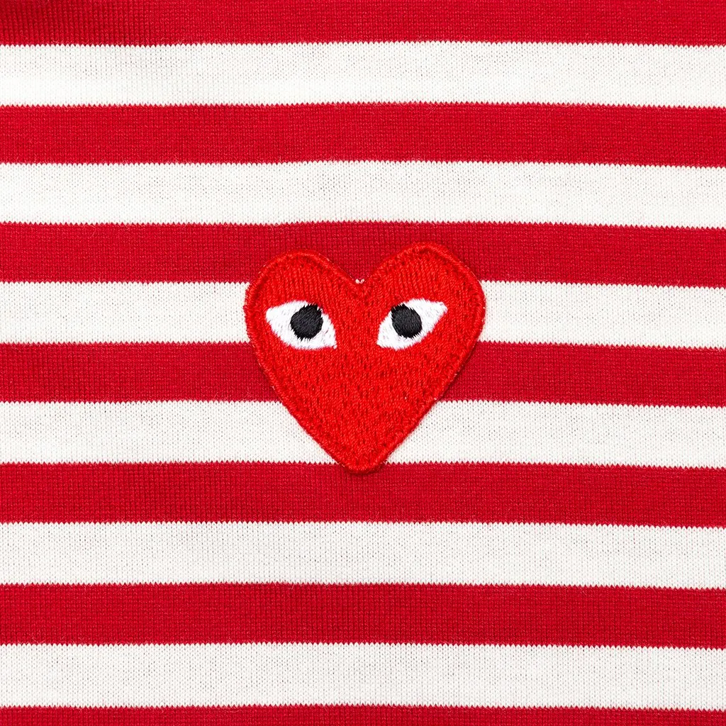 Striped Big Heart L/S T-Shirt - Red/White