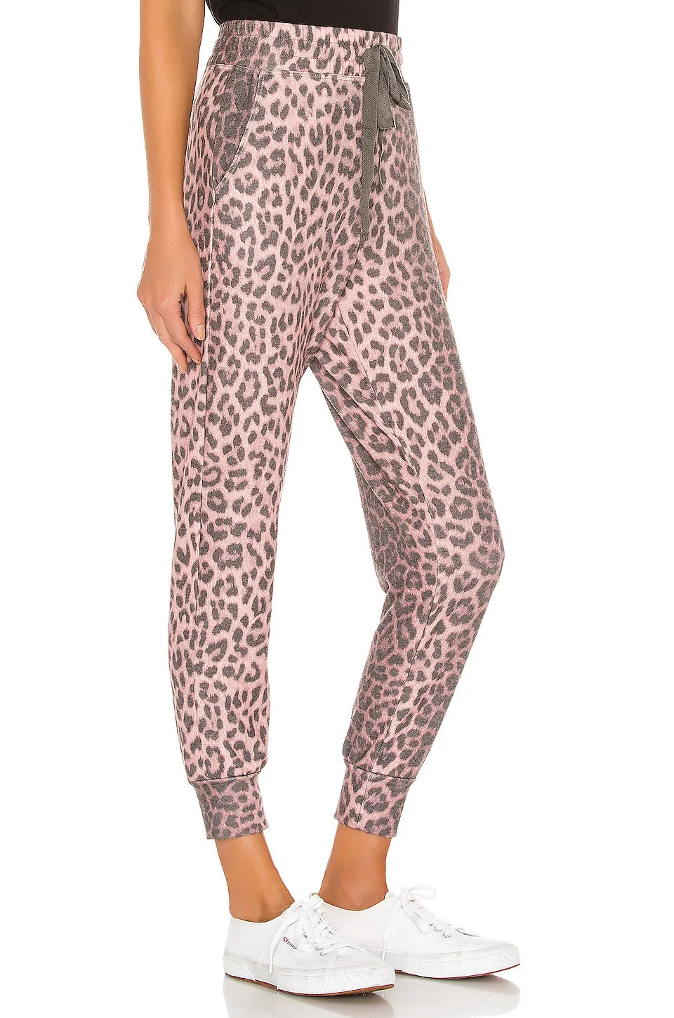 Sundry Animal Print Pocket Jogger Pant Pink