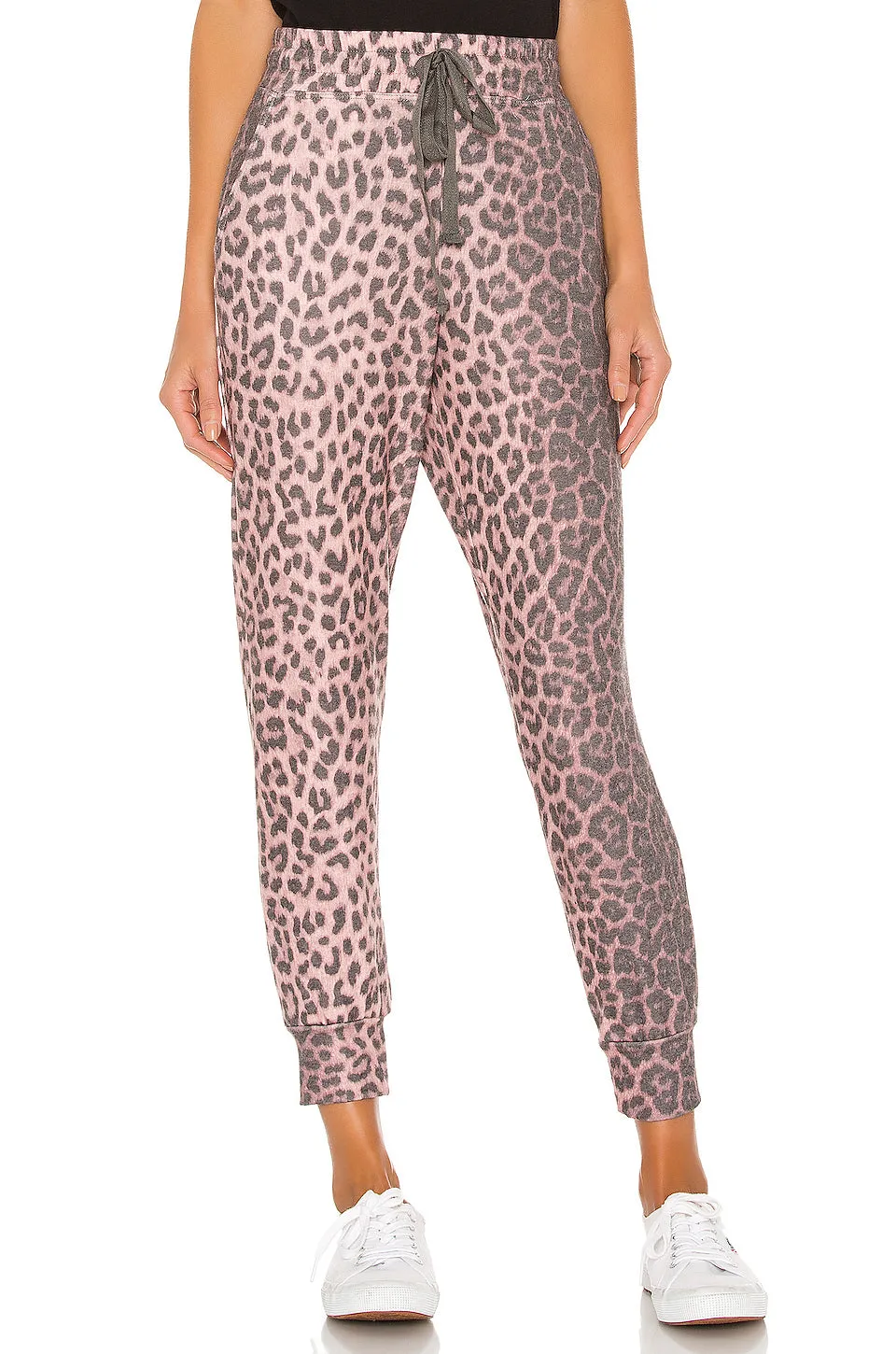 Sundry Animal Print Pocket Jogger Pant Pink