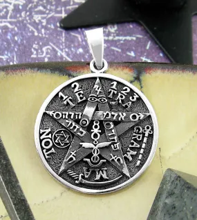 Tetragrammaton Symbol Solid Pendant, Oxidized