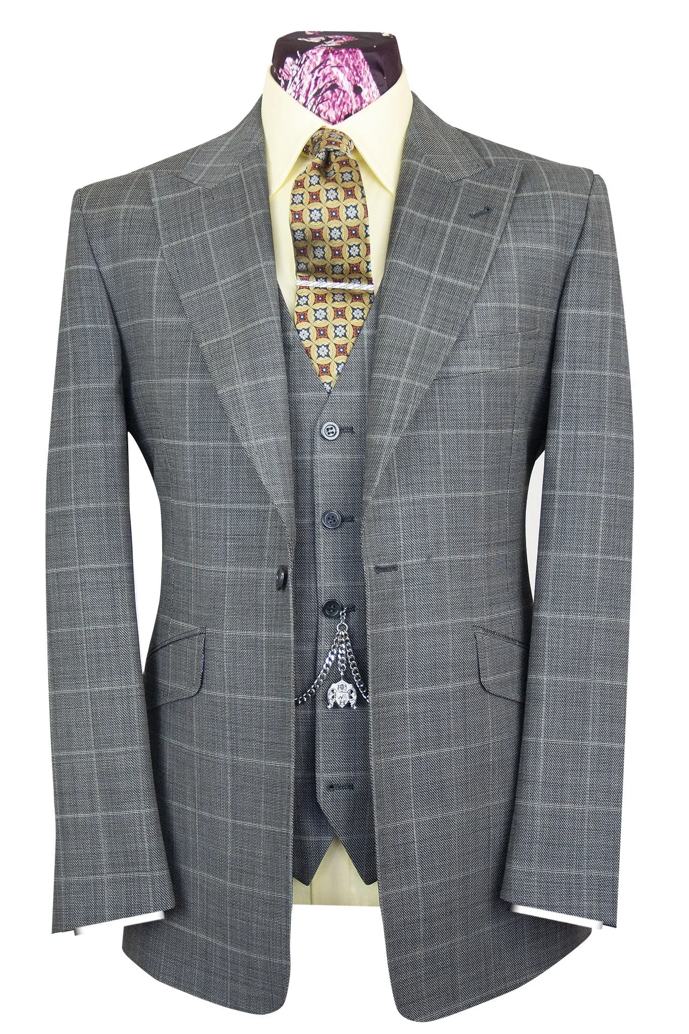 The Fleming Slate Grey Suit with Grey Over Check