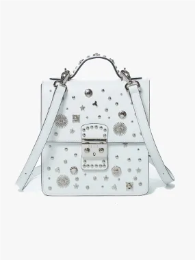 The Hollywood Leather Purse Backpack White