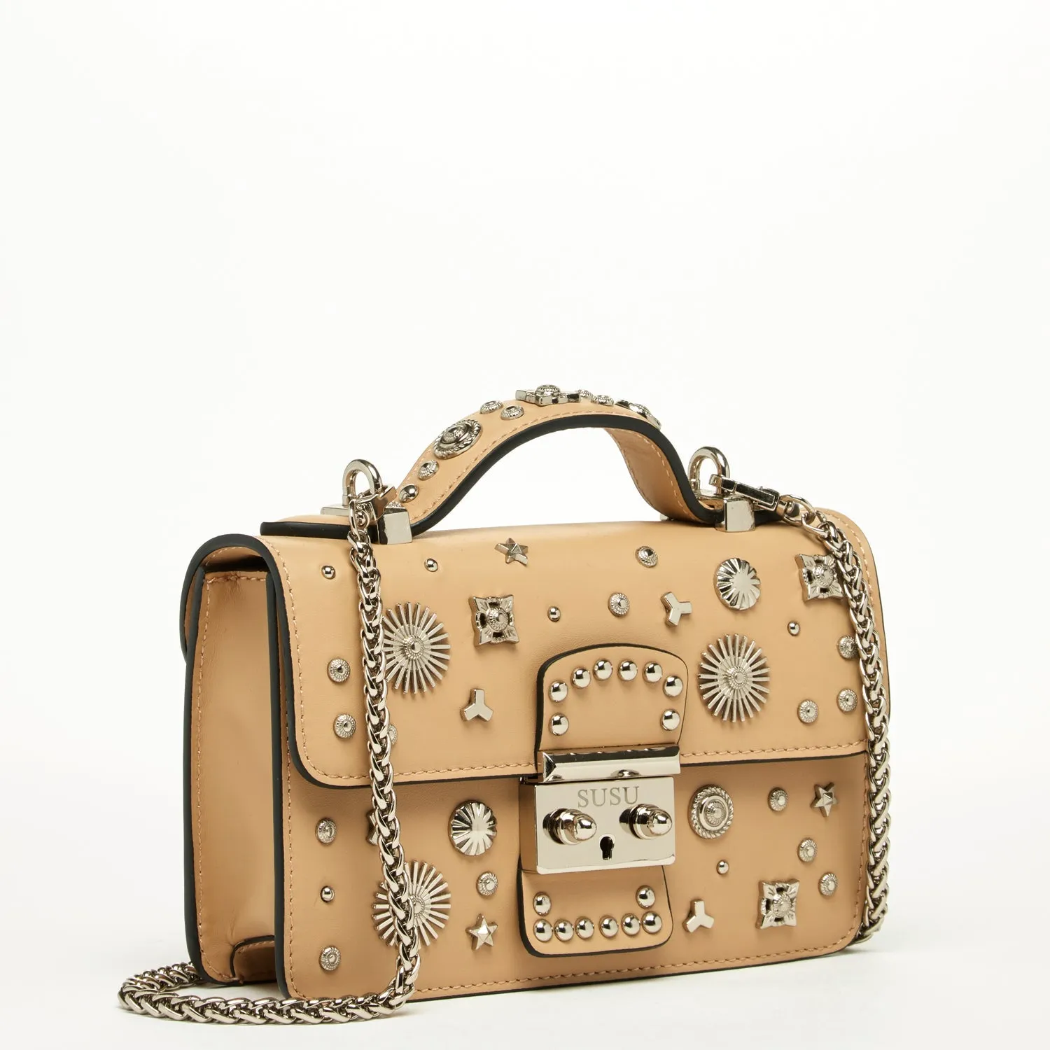 The Hollywood Small Leather Bag Beige