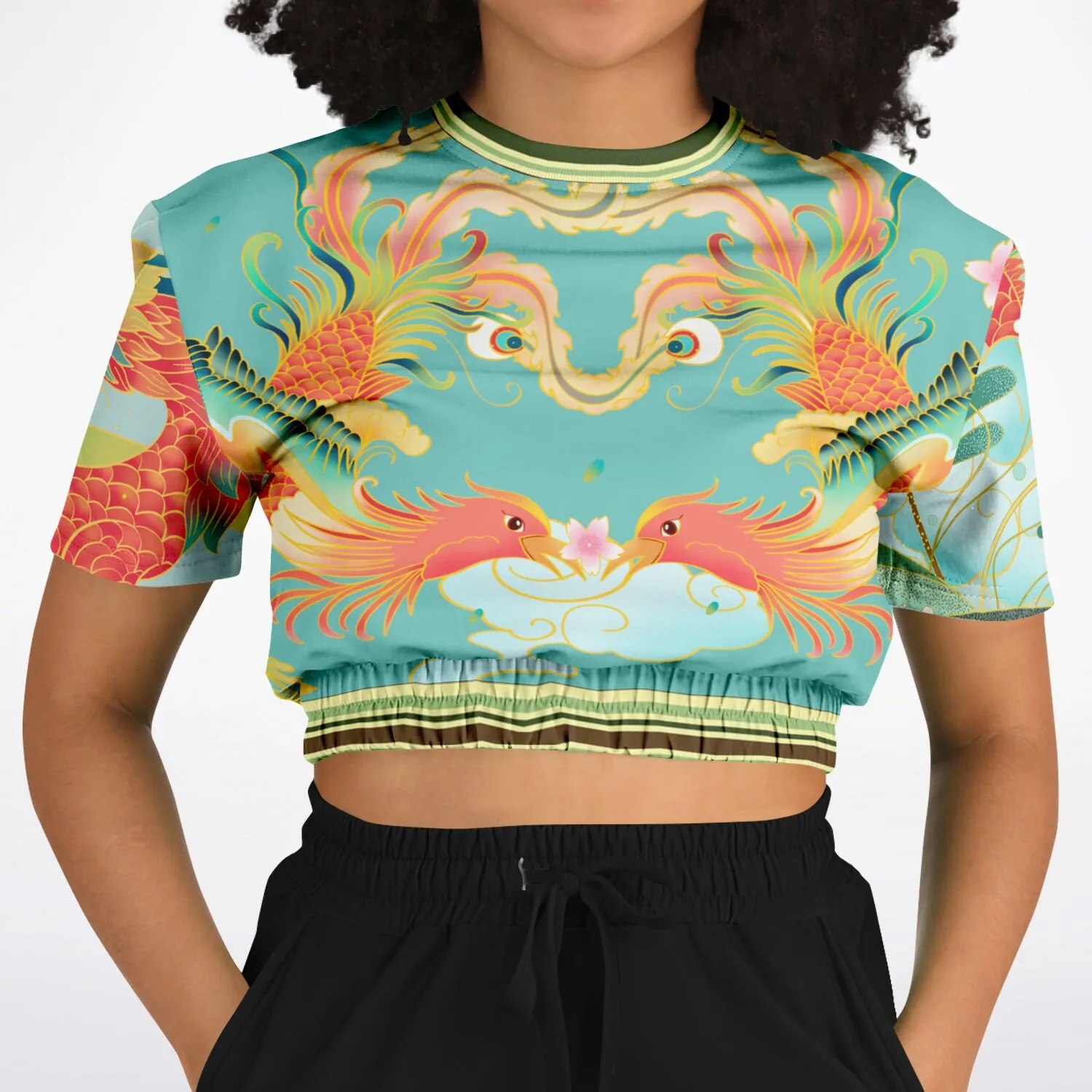 The Koi Dragon Short Sleeve Cropped Eco-Poly Sweater